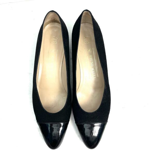 Bruno Magli Suede Black Cap Toe Low Heels Pumps Shoes Size 8.5 AA - Picture 2 of 8